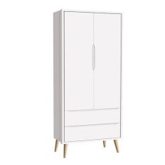Imagem de Guarda Roupa Infantil Theo 2 Portas Branco Acetinado com Pés Madeira Natural - Reller