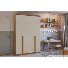 Imagem de Guarda Roupa Solteiro 4 Portas e 2 Gavetas Alonzo Plus Amendoa/Off White - Lopas