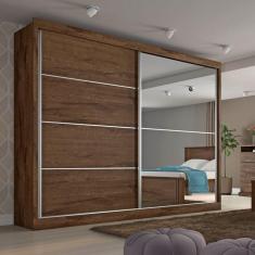 Imagem de Guarda Roupa Casal com Espelho 2 Portas 4 Gavetas - Verona-Braúna - Made Marcs