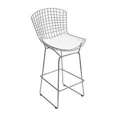 Imagem de Banqueta Bertoia Cromada D70 Assento Sintético Branco