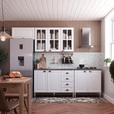 Imagem de Armário De Cozinha Compacta 4 Peças Com Vidro E Tampo Cooktop Safira L