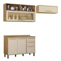 Imagem de Cozinha Compacta 2 Aéreos E 1 Balcão Salvador Cinamomo/Offwhite - Vald