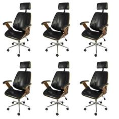 Imagem de Kit 6 Cadeiras para Escritorio Presidente Bergen 3331 Preto