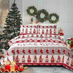 Imagem de Jogo de cama de Natal Queen, leve, respirável, colcha, cobertor, árvore de Natal, Papai Noel, com 2 fronhas, decoração de Natal (228,6 cm x 228,6 cm)