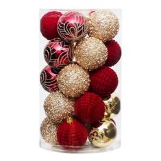 Imagem de 25 peças de bolas de Natal à prova de estilhaçamento de bolas de árvore de Natal em massa conjunto de bolas de plástico para enfeites decorativos de pendurar para festa de Natal, decoração de árvore