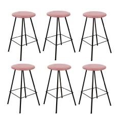 Imagem de Kit 06 Banqueta Alta Loni Eiffel Preto Rose Gold