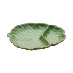 Imagem de Prato Decorativo Banana Leaf da Lyor, 25,5x4cm, Cerâmica, Verde - 4125