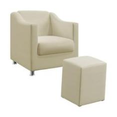 Imagem de Kit Poltrona Decorativa Alya E Puff Izar Suede Bege Aradecor