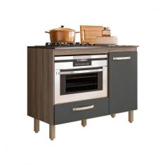 Imagem de Balcão Para Cooktop Fit 4 Ou 5 Bocas E Forno Carvalho Nature Com Chumbo Nicioli Carvalho Com Chumbo