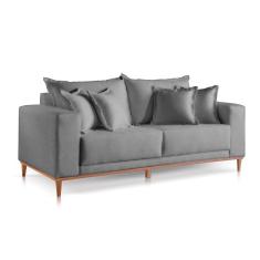 Imagem de Sofá 2 Lugares Fixo Living Mirage Veludo Cinza Medio 2m