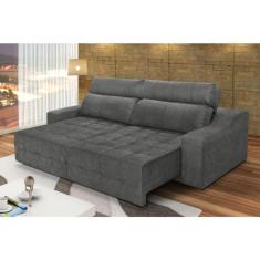 Imagem de Sofá 4 Lugares Top Lubeck Retrátil e Reclinável 250 Suede Amassado Cinza - WS ESTOFADOS