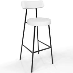 Imagem de Banqueta Alta Bar Cozinha Sala De Jantar Estrutura Em Aço Milão L02 Facto Branco