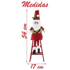 Imagem de Boneco Papai Noel Natal Em Tecido Escada 54Cm
