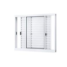 Imagem de Janela de Alumínio Veneziana de Correr Lateral 3 Folhas Móveis 100x120