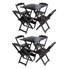 Imagem de Kit 2 Jogos de Mesa com 4 Cadeiras de Madeira Dobravel 70x70 Ideal para Bar e Restaurante - Tabaco