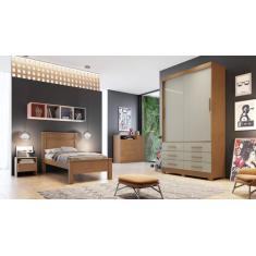 Imagem de Guarda Roupa Solteiro 2 Portas 6 Gavetas - Buriti-Cumaru/Fendi - Móvei
