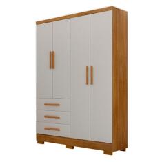 Imagem de Guarda Roupa Agata 4 Portas 3 Gavetas com 6 Pes Clic Moveis