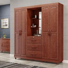 Imagem de Guarda Roupa Finestra Bronze Capela 4 Portas 3 Gavetas Imbuia
