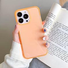 Imagem de Capa de telefone transparente colorida para iPhone 14 13 12 11 Pro Max XR XS X 8 7 Plus SE 3 Mini capa traseira à prova de choque de silicone macio, laranja, para iPhoneSE 2022