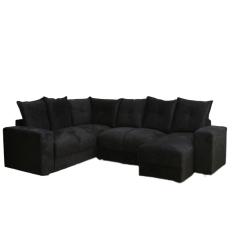 Imagem de Sofá de Canto 6 lugares Tecido Suede Preto