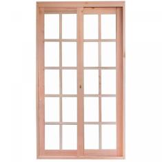 Imagem de Porta de Madeira Balção de Correr 213x120cm com Batente 9,4cm EWK 490 Rondosul Madeira marroml sem pintura