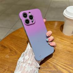 Imagem de Capa de telefone luxuosa fosca sem moldura gradiente doce colorida para iPhone 14 13 12 11 Pro Max X XR XS Max 6 6S 7 8 Plus SE 2022 Capa para PC, roxa, para iPhone SE 2020
