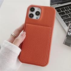 Imagem de Carteira de couro de luxo capa para cartão para iPhone 14 Pro Max 11 12 13 Mini XR X XS 8 7 Plus SE Photo Slot Stand Cover, abóbora, para iPhone 12 Mini