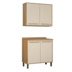 Imagem de Cozinha Compacta 1 Armário Aéreo e 1 Balcão Salvador Cinamomo/off White