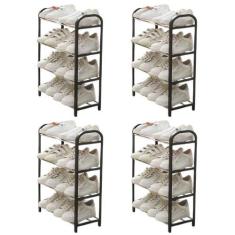 Imagem de kit 4 organizador de sapatos sapateira 4 andares 8 pares para tênis ch