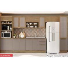 Imagem de Cozinha Completa Botanic 8 Peças (3 Armários + 2 Balcões + 2 Paneleiros + 1 Complemento) M658 Nogueira/Fendi Fosco - Kappesberg