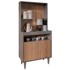 Imagem de Armário de Cozinha 2 Portas Cantinho do Café 70cm Bella M24 Grafite/Freijó - Mpozenato