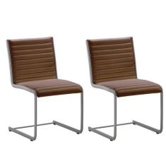 Imagem de Kit 2 Cadeiras Escritório Fixa Terracota Sem Braços Prata - Alezzi