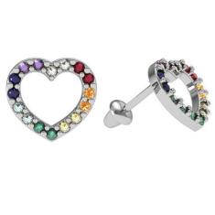 Imagem de Brinco coraçao com pedras coloridas ouro 18k fz45 k130 - Fabjoias