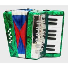 Imagem de Acordeon Sanfona Gaita Infantil 8 Baixos Brinquedo Crianças - Verde