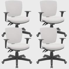 Imagem de Kit 04 Cadeiras de Escritório Executiva Office Giratória Preto Baixa Flexi P03 Vinil Branco - Lyam