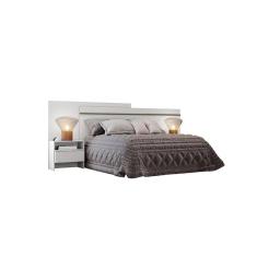 Imagem de Painel Cama Box Madeirado Casal Prime c/ 2 Mesas e 2 Gavetas Branco - Novo Horizonte