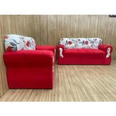 Imagem de Jogo de Sofá de 2 e 3 Lugares Brasil/Viena Vermelho Floral