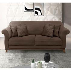 Imagem de Sofá 2 Lugares Lorena Veludo 1,60m Pés Em Madeira Maciça - Marrom Marrom