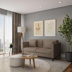 Imagem de Sofá 3 Lugares Belize Base De Madeira Linho Cotton Bege - Mobly