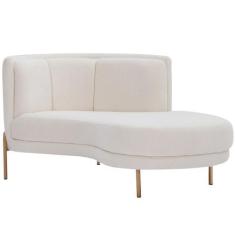 Imagem de Sofá Chaise Direito Base Ouro Fosco Penélope Bouclé Off White - Nexta