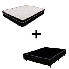 Imagem de Cama Box Viúva 128 Tecido Preto Com Colchão Paris De Molas Preto 66x128x188