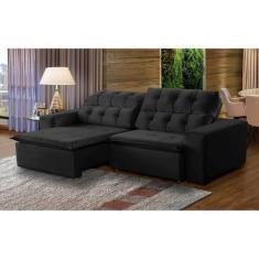 Imagem de Sofá 6 Lugares Retrátil E Reclinável Alasca 290 Cm Pillow Veludo Preto