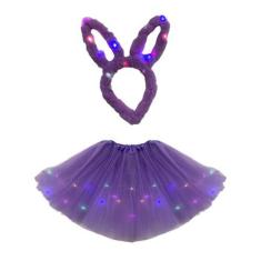 Imagem de Fantasia coelhinha carnaval KIT completo saia tiara com LED brilhante 