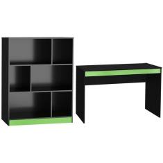 Imagem de Mesa e Estante Para Escritorio Gamer B28 Preto Verde NOVAM