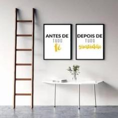 Imagem de Kit 2 Quadros Fé e Gratidão 