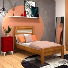 Imagem de Cama solteiro 100% mdf - Safira -Cinamomo/Off White - Tcil móveis