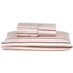 Imagem de Jogo Cama Lençol Solteiro 180 Fios 2pçs Listras Rosê
