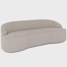 Imagem de Sofá 3 Lugares Curvo Sala de Estar Living Lótus D02 Linho Bege 180 cm D-463 - Lyam Decor