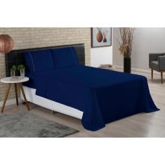 Imagem de Jogo De Lençol Completo Cama Casal Padrão 400 Fios Toque Macio 4 Peças