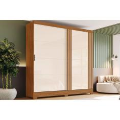 Imagem de Guarda Roupa Casal 2 Portas De Correr E 3 Gavetas C/ Pés Briz B352 Nature/Off White - Henn